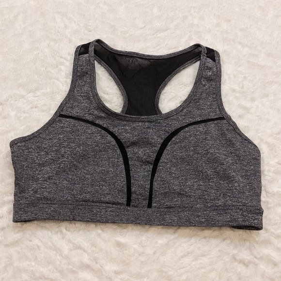 ❤️ Forever 21 Sports Bra Gray & Mesh - Picture 1 of 4